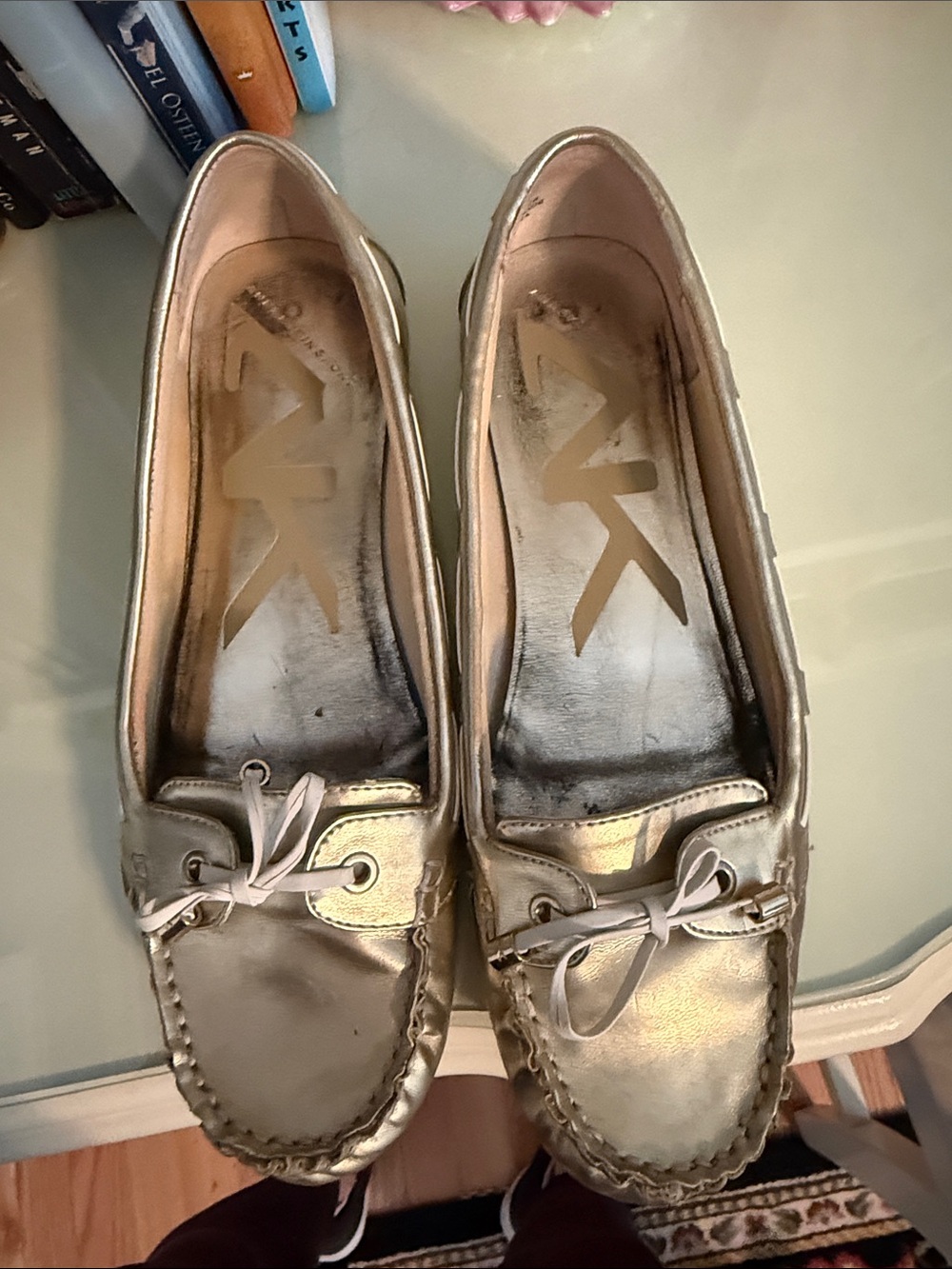 Anne Klein Sport Metallic Gold Women's Moccasin Loafers - 7 1/2